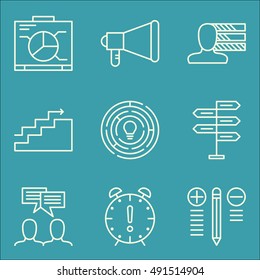 Set Of Project Management Icons On Decision Making, Promotion, Creativity And More. Premium Quality EPS10 Vector Illustration For Mobile, App, UI Design.