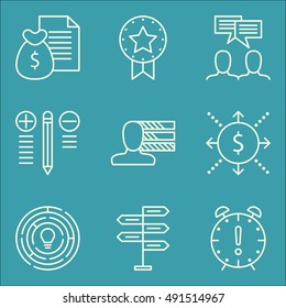 Set Of Project Management Icons On Best Solution, Decision Making, Cash Flow And More. Premium Quality EPS10 Vector Illustration For Mobile, App, UI Design.