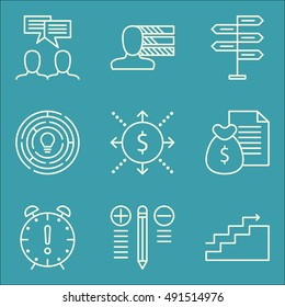 Set Of Project Management Icons On Decision Making, Best Solution, Team Meeting And More. Premium Quality EPS10 Vector Illustration For Mobile, App, UI Design.