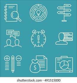 Set Of Project Management Icons On Deadline, Team Meeting, Personality And More. Premium Quality EPS10 Vector Illustration For Mobile, App, UI Design.