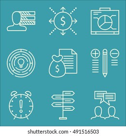 Set Of Project Management Icons On Decision Making, Money Revenue, Best Solution And More. Premium Quality EPS10 Vector Illustration For Mobile, App, UI Design.