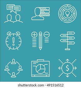 Set Of Project Management Icons On Best Solution, Team Meeting, Personality And More. Premium Quality EPS10 Vector Illustration For Mobile, App, UI Design.