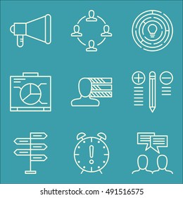 Set Of Project Management Icons On Creativity, Promotion, Team Meeting And More. Premium Quality EPS10 Vector Illustration For Mobile, App, UI Design.