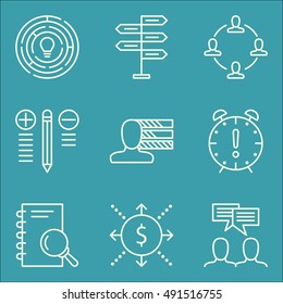 Set Of Project Management Icons On Personality, Research, Teamwork And More. Premium Quality EPS10 Vector Illustration For Mobile, App, UI Design.