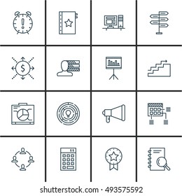 Set Of Project Management Icons On Planning, Deadline, Research And More. Premium Quality EPS10 Vector Illustration For Mobile, App, UI Design.