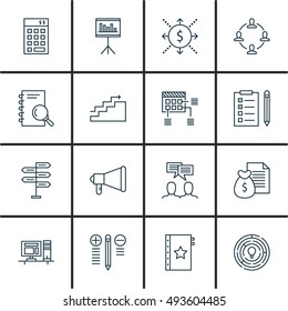 Set Of Project Management Icons On Charts, Decision Making, Planning And More. Premium Quality EPS10 Vector Illustration For Mobile, App, UI Design.