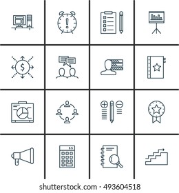Set Of Project Management Icons On Task List, Statistics, Workspace And More. Premium Quality EPS10 Vector Illustration For Mobile, App, UI Design.