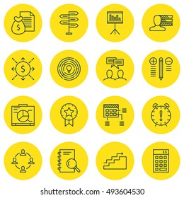 Set Of Project Management Icons On Team Meeting, Best Solution, Investment And More. Premium Quality EPS10 Vector Illustration For Mobile, App, UI Design.
