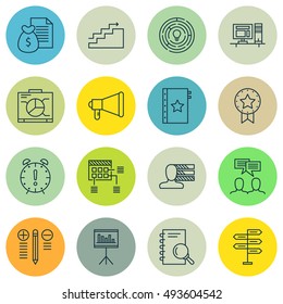 Set Of Project Management Icons On Money Revenue, Quality, Personality And More. Premium Quality EPS10 Vector Illustration For Mobile, App, UI Design.