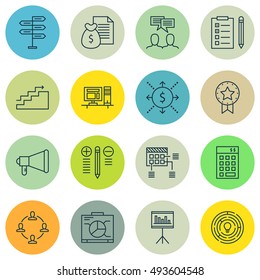 Set Of Project Management Icons On Award, Teamwork, Money Revenue And More. Premium Quality EPS10 Vector Illustration For Mobile, App, UI Design.