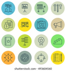 Set Of Project Management Icons On Team Meeting, Planning, Decision Making And More. Premium Quality EPS10 Vector Illustration For Mobile, App, UI Design.