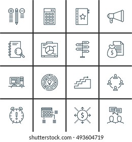 Set Of Project Management Icons On Deadline, Charts, Investment And More. Premium Quality EPS10 Vector Illustration For Mobile, App, UI Design.
