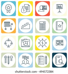Set Of Project Management Icons On Charts, Teamwork, Workspace And More. Premium Quality EPS10 Vector Illustration For Mobile, App, UI Design.