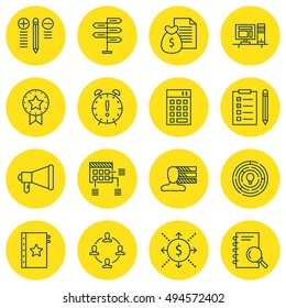 Set Of Project Management Icons On Decision Making, Workspace, Planning And More. Premium Quality EPS10 Vector Illustration For Mobile, App, UI Design.