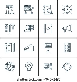 Set Of Project Management Icons On Statistics, Best Solution, Creativity And More. Premium Quality EPS10 Vector Illustration For Mobile, App, UI Design.