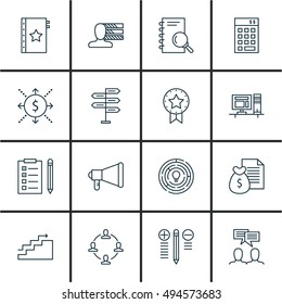 Set Of Project Management Icons On Workspace, Charts, Teamwork And More. Premium Quality EPS10 Vector Illustration For Mobile, App, UI Design.