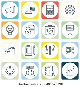 Set Of Project Management Icons On Promotion, Charts, Teamwork And More. Premium Quality EPS10 Vector Illustration For Mobile, App, UI Design.