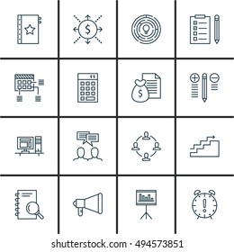 Set Of Project Management Icons On Cash Flow, Research, Team Meeting And More. Premium Quality EPS10 Vector Illustration For Mobile, App, UI Design.