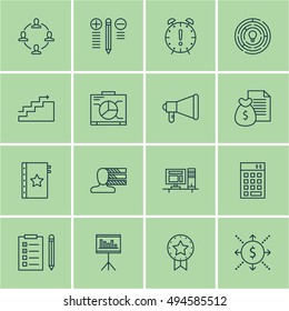 Set Of Project Management Icons On Cash Flow, Graph, Deadline And More. Premium Quality EPS10 Vector Illustration For Mobile, App, UI Design.
