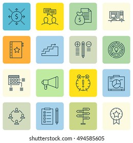 Set Of Project Management Icons On Task List, Money Revenue, Workspace And More. Premium Quality EPS10 Vector Illustration For Mobile, App, UI Design.