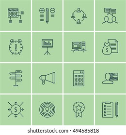 Set Of Project Management Icons On Teamwork, Award, Deadline And More. Premium Quality EPS10 Vector Illustration For Mobile, App, UI Design.