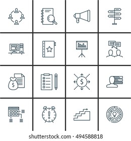 Set Of Project Management Icons On Teamwork, Research, Statistics And More. Premium Quality EPS10 Vector Illustration For Mobile, App, UI Design.