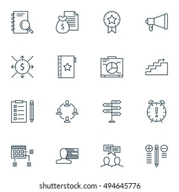 Set Of Project Management Icons On Best Solution, Task List, Research And More. Premium Quality EPS10 Vector Illustration For Mobile, App, UI Design.