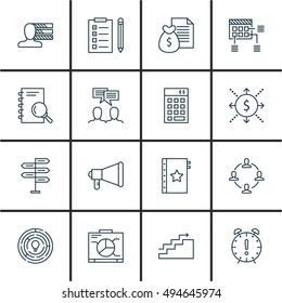 Set Of Project Management Icons On Quality Management, Graph, Team Meeting And More. Premium Quality EPS10 Vector Illustration For Mobile, App, UI Design.