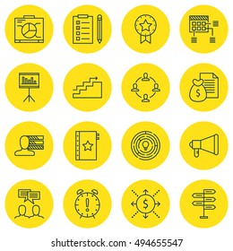 Set Of Project Management Icons On Creativity, Team Meeting, Award And More. Premium Quality EPS10 Vector Illustration For Mobile, App, UI Design.