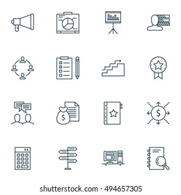 Set Of Project Management Icons On Charts, Teamwork, Research And More. Premium Quality EPS10 Vector Illustration For Mobile, App, UI Design.