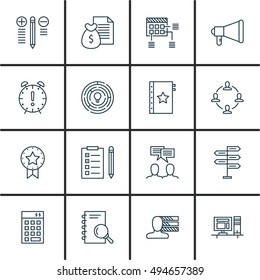 Set Of Project Management Icons On Promotion, Money Revenue, Teamwork And More. Premium Quality EPS10 Vector Illustration For Mobile, App, UI Design.