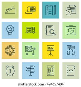 Set Of Project Management Icons On Deadline, Workspace, Award And More. Premium Quality EPS10 Vector Illustration For Mobile, App, UI Design.