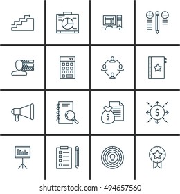 Set Of Project Management Icons On Graph, Quality Management, Award And More. Premium Quality EPS10 Vector Illustration For Mobile, App, UI Design.