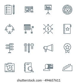 Set Of Project Management Icons On Charts, Planning, Cash Flow And More. Premium Quality EPS10 Vector Illustration For Mobile, App, UI Design.