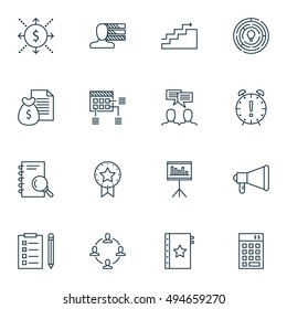 Set Of Project Management Icons On Research, Planning, Task List And More. Premium Quality EPS10 Vector Illustration For Mobile, App, UI Design.