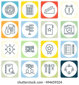 Set Of Project Management Icons On Task List, Graph, Quality Management And More. Premium Quality EPS10 Vector Illustration For Mobile, App, UI Design.