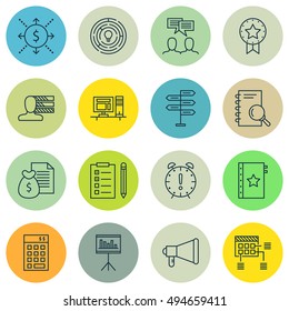 Set Of Project Management Icons On Cash Flow, Promotion, Deadline And More. Premium Quality EPS10 Vector Illustration For Mobile, App, UI Design.