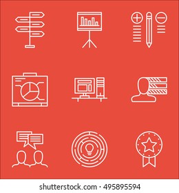 Set Of Project Management Icons On Personal Skills, Opportunity, Decision Making And More. Includes Innovation, Decision Making, Presentation And Other Vector Icons.
