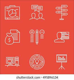 Set Of Project Management Icons On Presentation, Opportunity, Personal Skills And More. Includes Opportunity, Computer, Board And Other Vector Icons.