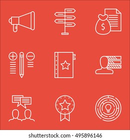 Set Of Project Management Icons On Opportunity, Innovation, Discussion And More. Includes Present Badge, Announcement, Warranty And Other Vector Icons.