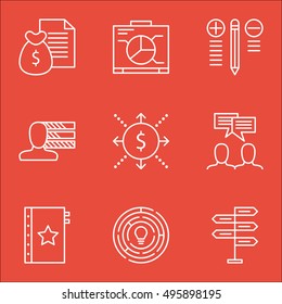 Set Of Project Management Icons On Discussion, Report, Opportunity And More. Includes Report, Money, Opportunity And Other Vector Icons.