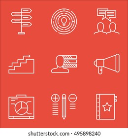 Set Of Project Management Icons On Opportunity, Growth, Decision Making And More. Includes Personal Skills, Board, Announcement And Other Vector Icons.