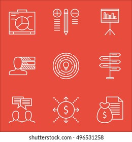 Set Of Project Management Icons On Innovation, Report, Decision Making And More. Includes Report, Personal Skills, Board And Other Vector Icons.