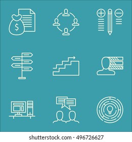 Set Of Project Management Icons On Opportunity, Collaboration, Personal Skills And More. Includes Discussion, Computer, Report And Other Vector Icons.