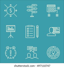 Set Of Project Management Icons On Opportunity, Reminder, Discussion And More. Includes Discussion, Innovation, Presentation And Other Vector Icons.