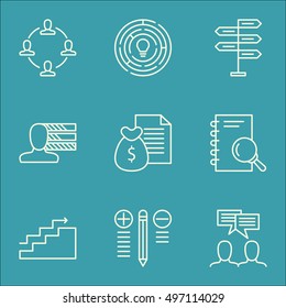 Set Of Project Management Icons On Collaboration, Discussion, Decision Making And More. Includes Innovation, Analysis, Growth And Other Vector Icons.