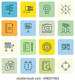 Set Of Project Management Icons On Time Management, Warranty, Money And More. Includes Presentation, Reminder, Report And Other Vector Icons.