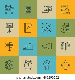 Set Of Project Management Icons On Present Badge, Time Management, Opportunity And More. Includes Report, Decision Making, Announcement And Other Vector Icons.