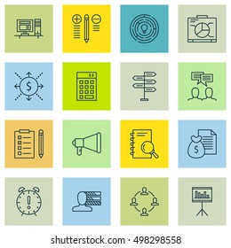 Set Of Project Management Icons On Money, Innovation, Discussion And More. Includes Announcement, Presentation, Decision Making And Other Vector Icons.
