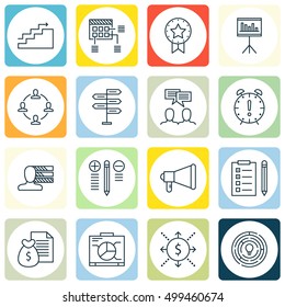 Set Of Project Management Icons On Discussion, Opportunity, Reminder And Other Topics. Editable Vector Illustration. Includes Right, Revenue, Schedule And More Vector Icons.